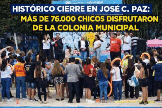 Mario Ishii en el cierre de la Colonia Municipal de José C. Paz 2026 ante una multitud