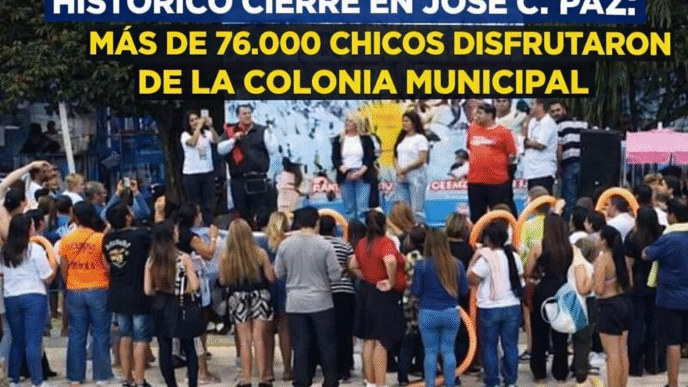 Mario Ishii en el cierre de la Colonia Municipal de José C. Paz 2026 ante una multitud