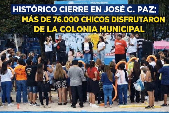 Mario Ishii en el cierre de la Colonia Municipal de José C. Paz 2026 ante una multitud