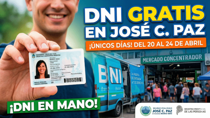 Operativo de DNI gratis en José C Paz gestión Mario Ishii Mercado Concentrador trámites