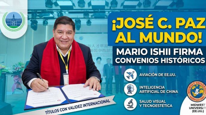 Mario Ishii firma convenios educativos internacionales para el Polo Universitario de José C. Paz con universidades de China y Estados Unidos.