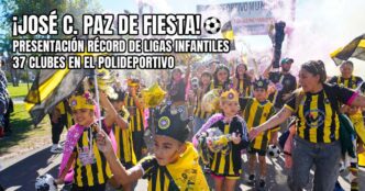 Niños y familias celebrando la histórica presentación del deporte infantil en José C. Paz impulsada por Mario Ishii