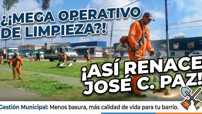 Mega operativo histórico de limpieza y erradicación de basurales realizado por cuadrillas municipales en las calles de José C. Paz