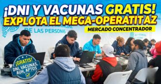 Vecinos de José C. Paz realizando trámites de DNI y salud en el mega operativo gratuito del Mercado Concentrador.
