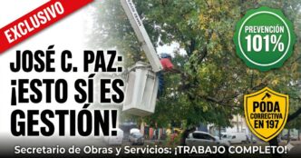 Operativo de poda preventiva y mantenimiento de espacios públicos en el Corredor de la 197, José C. Paz.