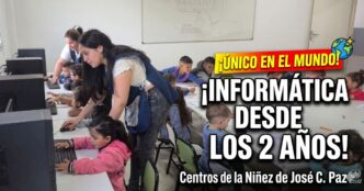 Niños de 2 años aprendiendo informática e idiomas en los Centros de la Niñez de José C. Paz, un hito educativo mundial impulsado por la gestión de Mario Ishii.