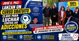 Curso gratuito de formación de operadores en adicciones José C. Paz gestión Mario Ishii