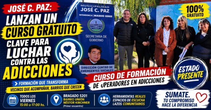 Curso gratuito de formación de operadores en adicciones José C. Paz gestión Mario Ishii