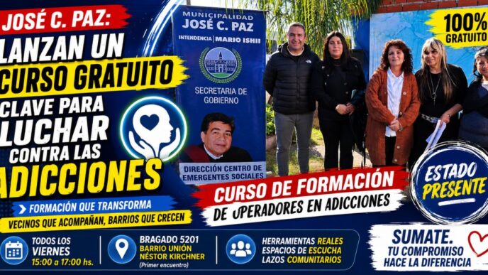Curso gratuito de formación de operadores en adicciones José C. Paz gestión Mario Ishii