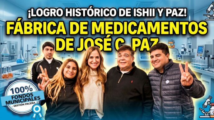 Mario Ishii y Victoria Tolosa Paz recorren la nueva fábrica de medicamentos de José C. Paz, una mega obra municipal que desafía el ajuste del gobierno.