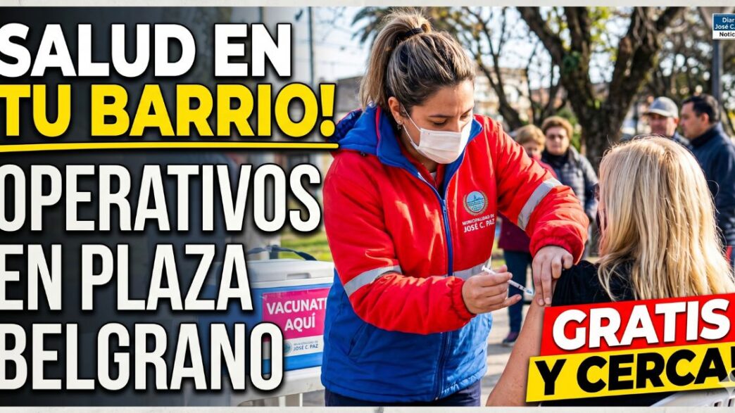 Operativo de salud gratuito en Plaza Manuel Belgrano de José C. Paz: atención médica, vacunación y trámites AUH.