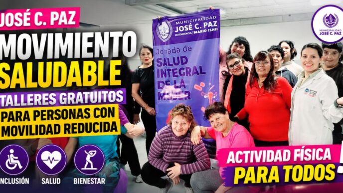 Taller de Movimiento Saludable en José C. Paz para personas con movilidad reducida en el Polideportivo Municipal con actividades gratuitas de salud e inclusión.