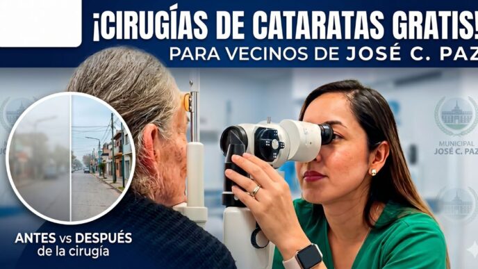 Un vecino de José C. Paz recupera la vista tras una exitosa cirugía de cataratas gratuita en el Hospital Oftalmológico municipal.