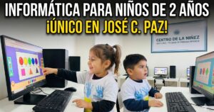 Educación infantil en José C. Paz: Niños de 2 años aprendiendo informática en aulas municipales gratuitas frente al ajuste de la oposición.