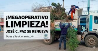 Operativo limpieza José C. Paz: impactante despliegue de camiones y trabajadores municipales en acción