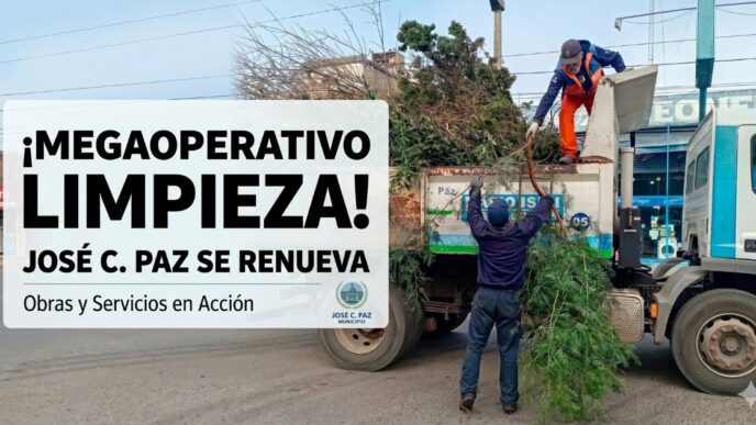 Operativo limpieza José C. Paz: impactante despliegue de camiones y trabajadores municipales en acción