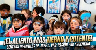 Niños de la primera infancia en José C. Paz con caras pintadas festejando una jornada mundialista inclusiva