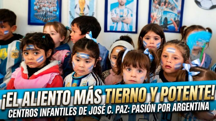 Niños de la primera infancia en José C. Paz con caras pintadas festejando una jornada mundialista inclusiva